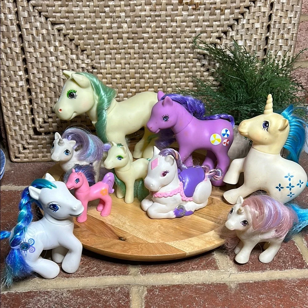 Vintage Set of 9 Pony Unicorn Toy Set 1983 -2003